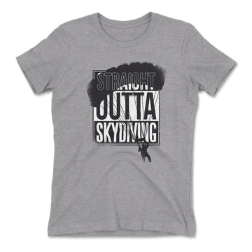 Straight Outta Skydiving Womens T-Shirt in Heather Grey color
